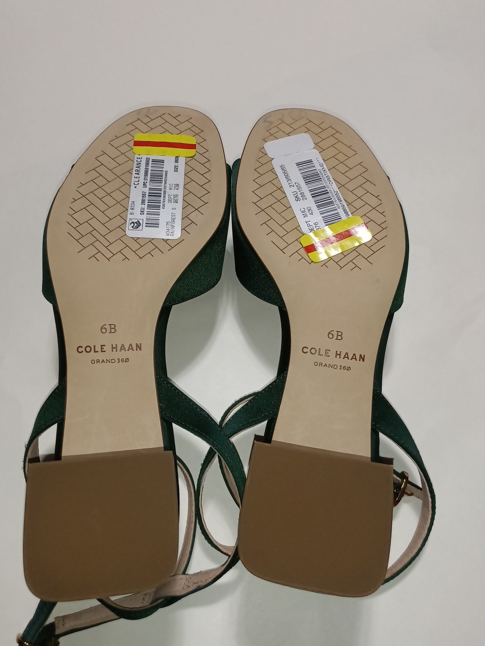Cole Haan Florette Rainforest Green Satin Bow Ankle-Strap Heels Size 6 - Picture 12 of 13
